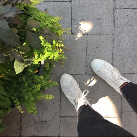 Forever 21 Shoes - All White High Top Canvas Sneakers Forever 21